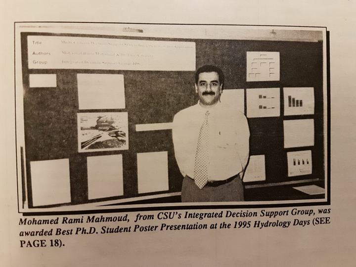 Prof. Mohamed Rami Mahmoud — Hydrology Days award, 1995
