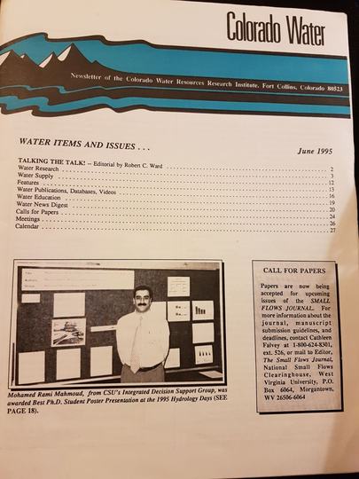 Prof. Mohamed Rami Mahmoud — Hydrology Days award, 1995